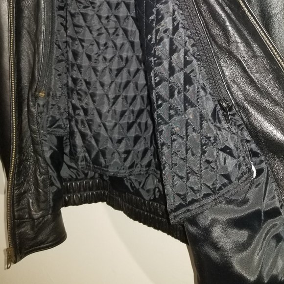 Genuine Leather Jacket Lined vtg American Born Black Leather Coat with Lining - Picture 10 of 16